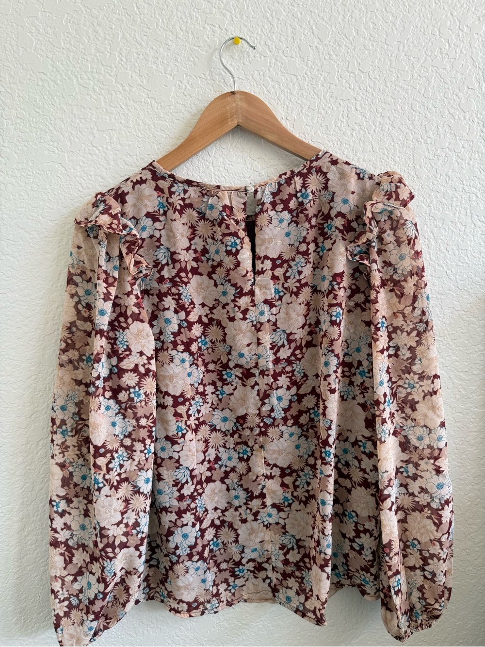 ASOS E& M Floral Long Sleeve Blouse Top Size M - Picture 3 of 4
